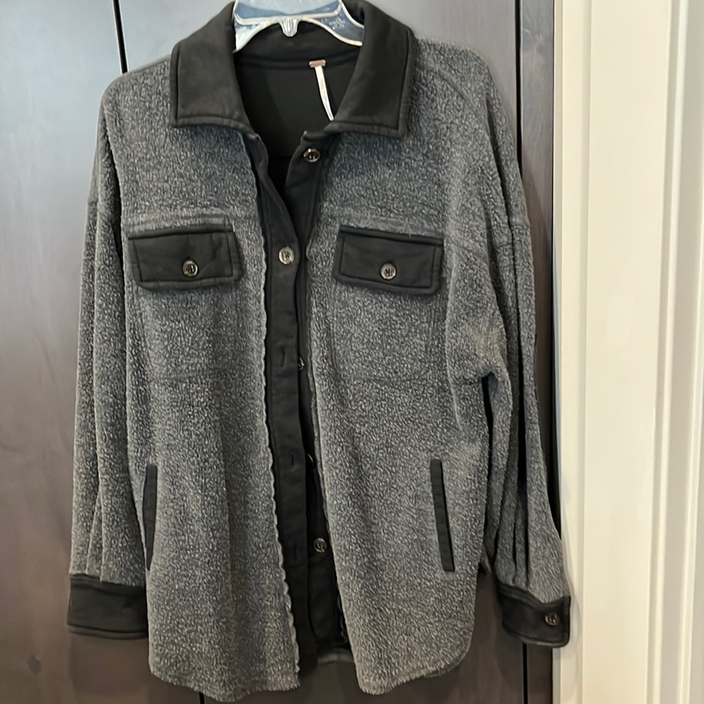 Free People Shacket Gray/Black, Size XS, EUC